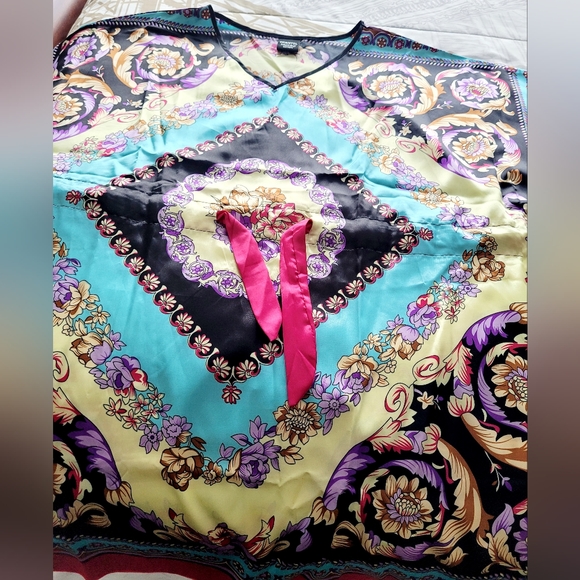 Christel Swedish Design Women's Luxe 100% Silk Tunic Dress One Size Paisley - Picture 14 of 16